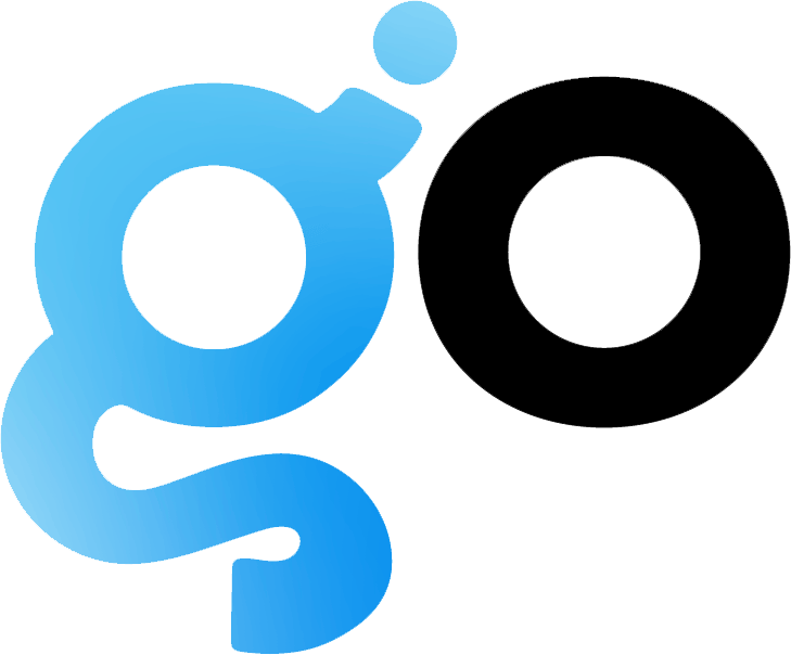 iuGO Digital - Stylized lowercase letters "g" and "o"; the "g" is blue with a gradient and the "o" is solid black.